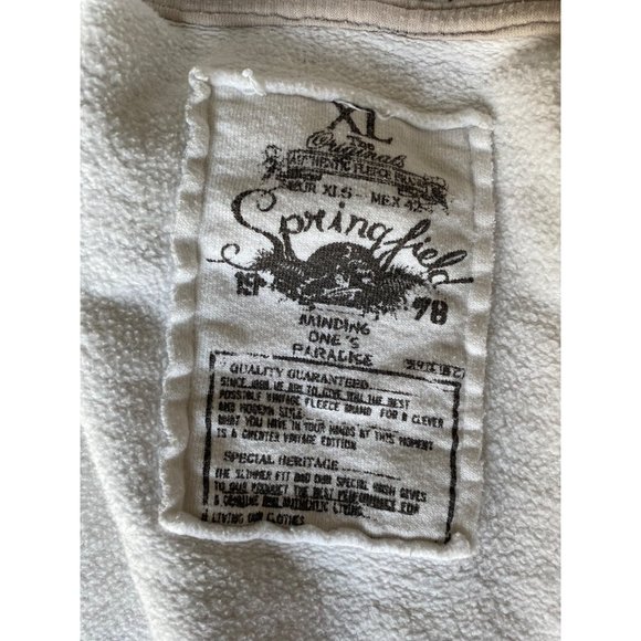 Springfield Mens Plaid Long Sleeve Full Zip Jacket Hoodie Sweashirt Cream XL - Picture 12 of 13